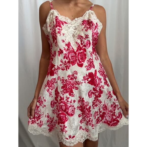 Vintage Gold Label Victoria's Secret Floral Print Slip Dress M - Picture 2 of 6